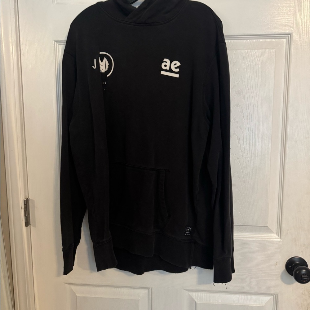 American Eagle Outfitters Men's Black Hoodie Size Large Tall